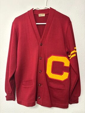 Vintage 1950’s 60’s Chico State University Varsity Letterman Wool Cardigan  L